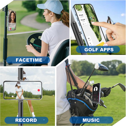 Bainianhhg Magnetic Golf Cart Phone Holder, Alloy Phone Mount, Compatible with MagSafe iPhones Series and All