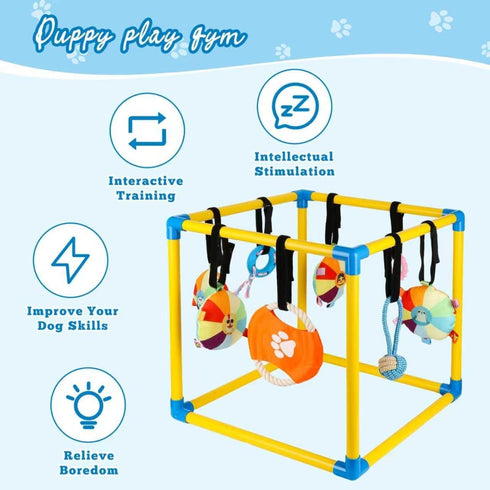 Eaacaa 8 Puppy Game Gym Puppy Toothing Toy, Equipped with Hanging Small Puppy Toys, Jungle Playground has Interactive