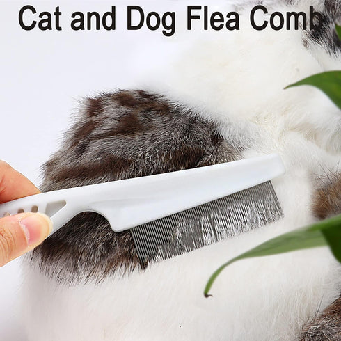 Double Sided Undercoat Rake Comb - Pet Grooming Tool for Dog and Cat Shedding, Dematting, Flea Comb Set (Blue/16 tooth)