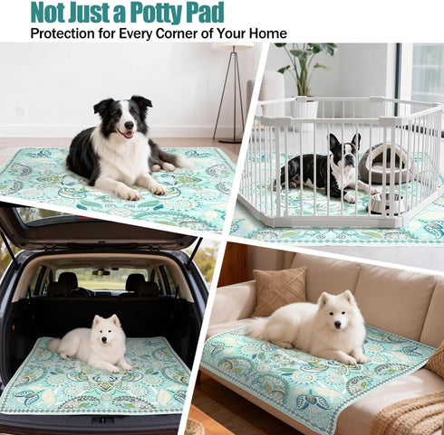 2 Pack 31.5"x31.5" Washable Pee Pads for Dogs, Reusable Puppy Training Pads Super Absorbent Dog Pee Pad Waterproof Dog