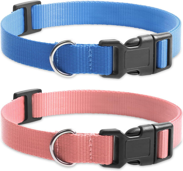 Modern Stylish Nylon Dog Training Replacement Collars, 2-Pack 3/4" Wide 27" Length for Small Medium Large Dogs (Pink