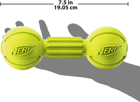 Nerf Dog Rubber Chew Barbell Dog Toy, 7.5 Inches, Lightweight, Durable, Water Resistant for Medium/Large Breeds