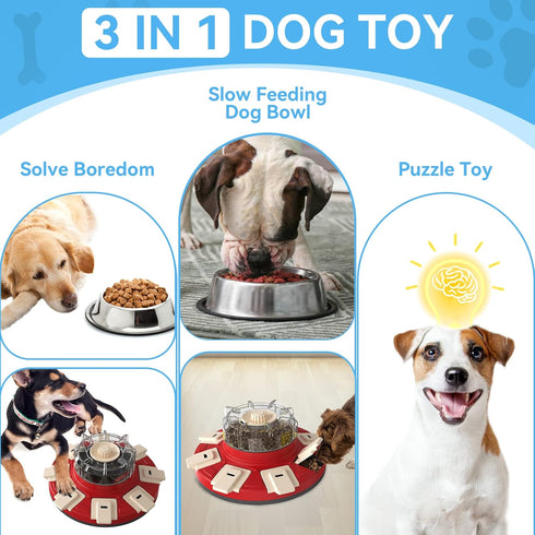 Dog Treat Puzzle Feeder Toys, Dog Food Treat Dispenser/Slow Feeder/Interactive Enrichment Toys for Large/Medium/Small dogs, Puppy Boredom Buster and Mentally Stimulating, Level 2 in 1