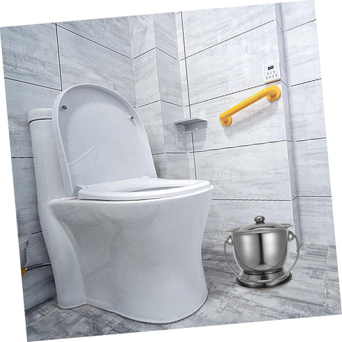 Stainless Steel Adult Potty Chair with Lid - Convenient Bed Pan