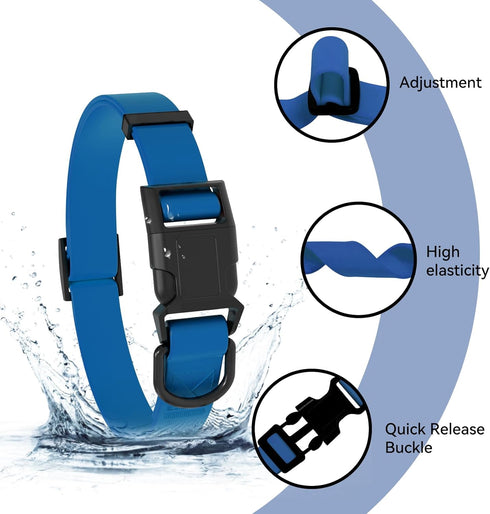 Waterproof Dog Collar, Easy to Clean Rubber with Quick Release Buckle for Small Medium Large Dogs (Blue, L < 15.4-24.8