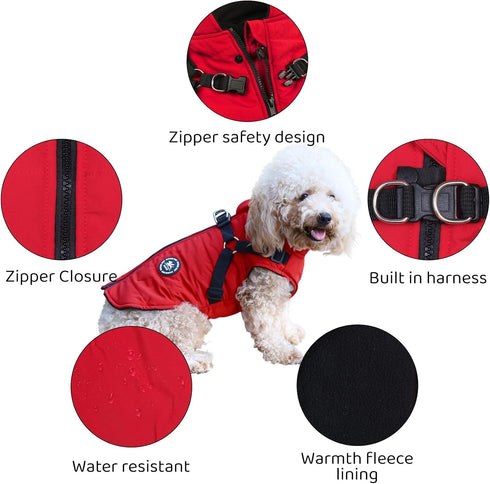 Norbi Dog Coat, Winter Jacket with Built-in Harness for Small to Large Dogs, Warm Cold Weather Coat