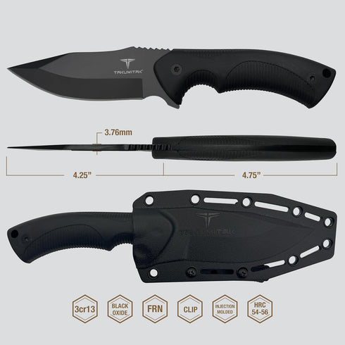 Hunting Survival Knife - 9" Full Tang Fixed Blade Knives with Extra FRN Handle Scales and MOLLE Clip
