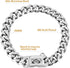 BAOBOTE Silver Stainless Steel Dog Collar, 15MM Cuban Link Chain, Heavy Duty Chew Proof Training Collar for Dogs (20"