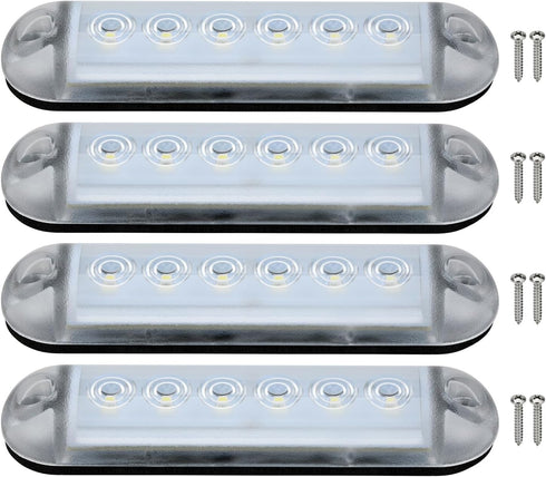 12V 4PCS, 4 Inches IP67 Sailboat RGBW Boat LED Courtesy Light Marine Courtesy Light Strip, Waterproof Boat Interior