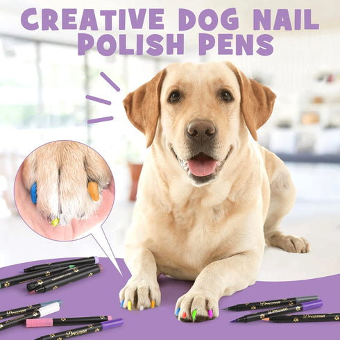 Dog Nail Polish Pen, 14 Colors Pet Nail Polish Set for DIY Beautiful Dog Nails, Quick Dry & Easy to Use Creative