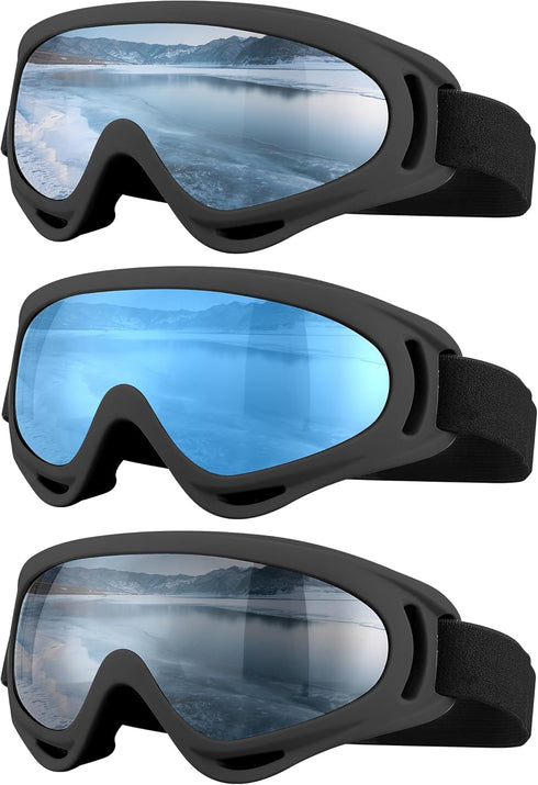 Ski Goggles - Motorcycle Goggles, 3 Pack Snowboard Snow Goggles for Men, Women, Adult, Youth