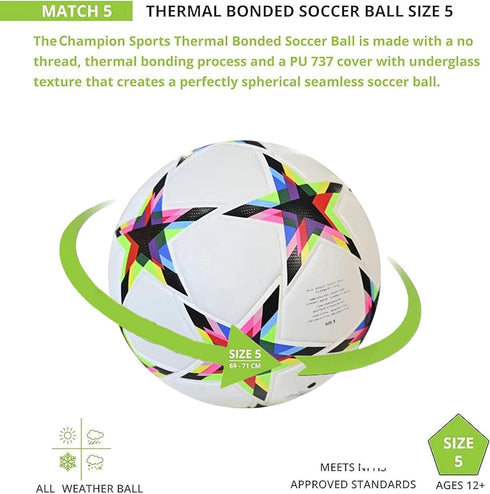 Size 5 Soccer Balls, Unisex Training Football, Colorful Five-Pointed Star Birthday Gift