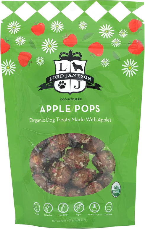 Apple Pops Organic Dog Treats, 6 oz Bag - Made with Real Apples