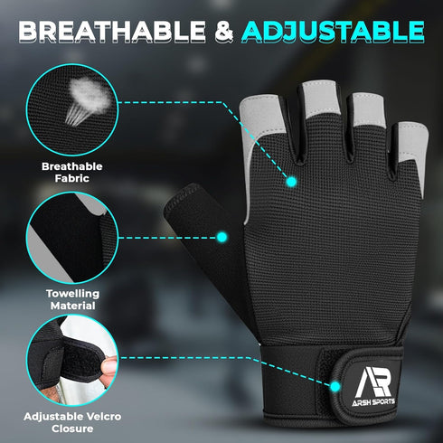 Breathable Gym Gloves for Men & WomenLightweight,Non-Slip Workout Gloves with Full Palm Protection, Wrist