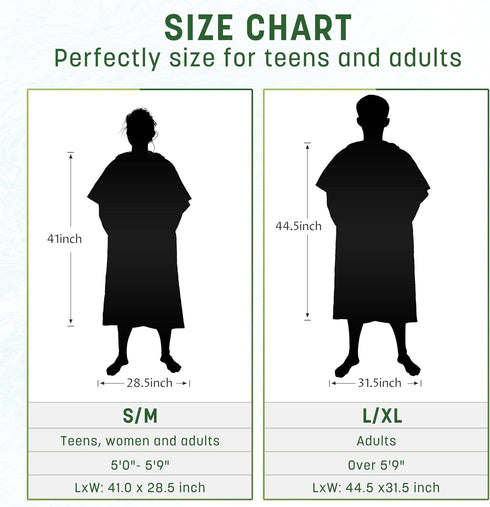 Swimming, Catalonia Hooded Surf Poncho, Changing Robe for Surfing Quick Dry Swim Pool Towel for Men Women, Black