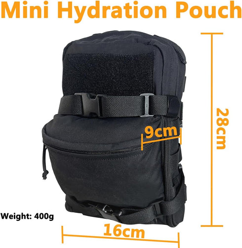 Tactical MOLLE Hydration Pack for 2L Water Bladder, Lightweight Nylon for Hiking, Running, Biking, Climbing