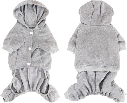 Dog Hoodie - Fleece Sweatshirt with Buttons, Cold Weather Coats, Winter Warm Cotton for Small Medium Large Dogs