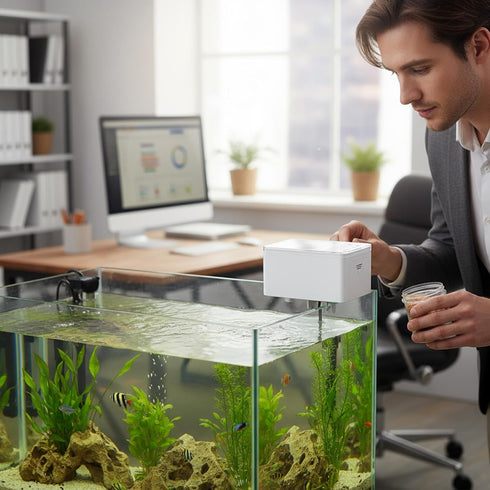 Generic Fish Automatic Feeder, Adjustable Battery Powered Tank Food Dispenser, Fish Tank Automatic Feeder