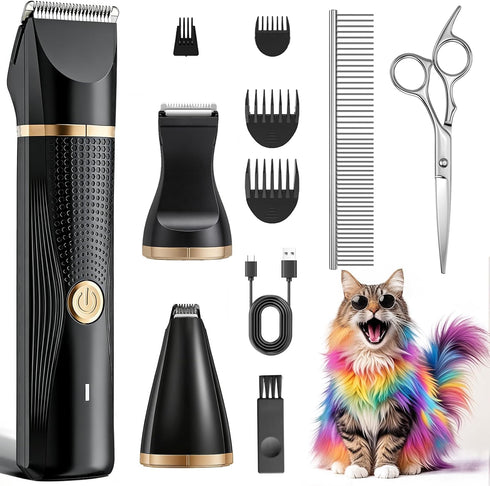 Cat Grooming Clippers Kit with Paw Trimmer, 3 in 1 Electric Pet