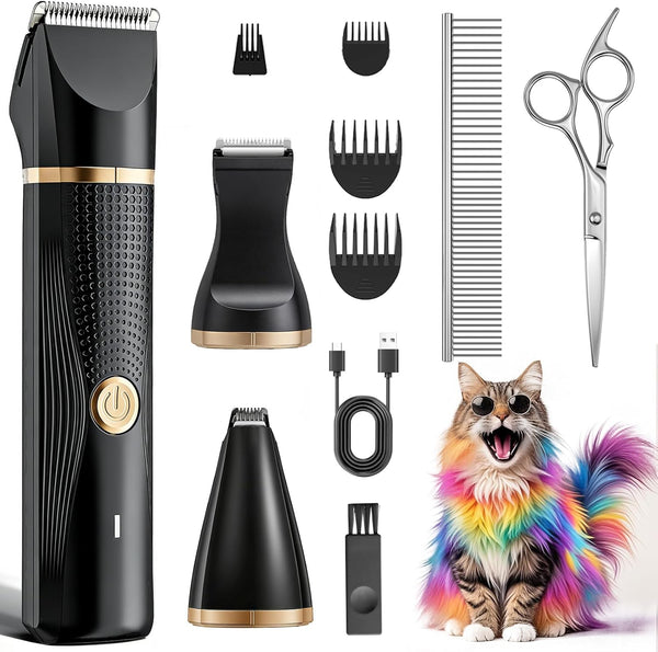 Cat Grooming Clippers Kit with Paw Trimmer, 3 in 1 Electric Pet