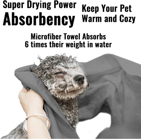 3 Pack Microfiber Dog Towels for Drying, Super Absorbent Soft Pet Grooming Towel, 40" x 23.6", Grey
