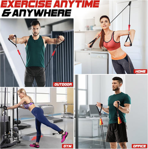 Resistance Bands, Exercise Bands with Door Anchor and Ankle Straps, Elastic Bands for Physical Therapy, Fitness Workout