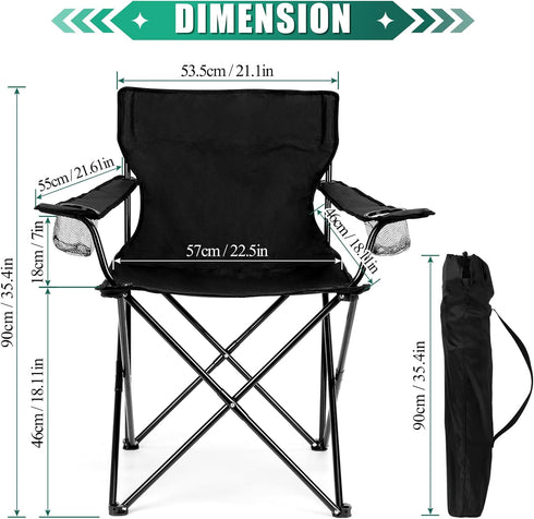 275lbs HaSteeL Camping Chair, Oversized Folding Lawn Chair for Adults, Foldable Camp Chair with Cup Holders Portable