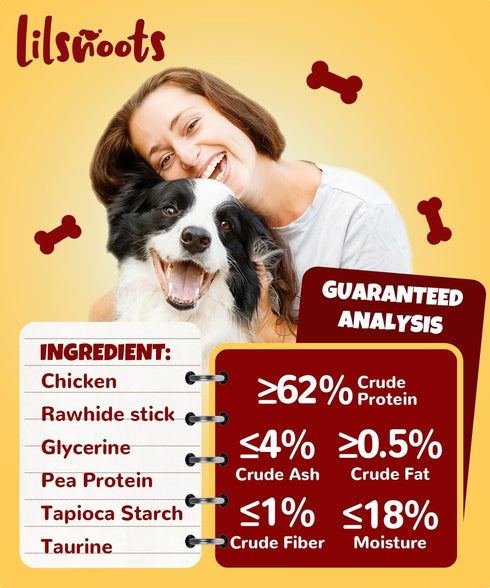 10.6oz Chicken Wrapped Rawhide Sticks Dog Treats w/Taurine Rawhide Sticks Puppy Training Snacks Long Lasting Dog Chews
