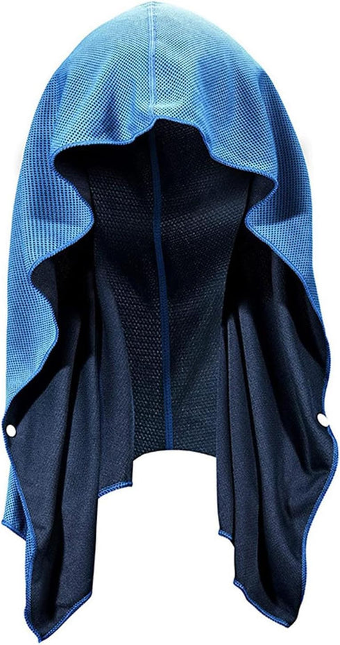 Yiju Quick-Dry Hooded Towel for Gym & Outdoor Activities - Blue