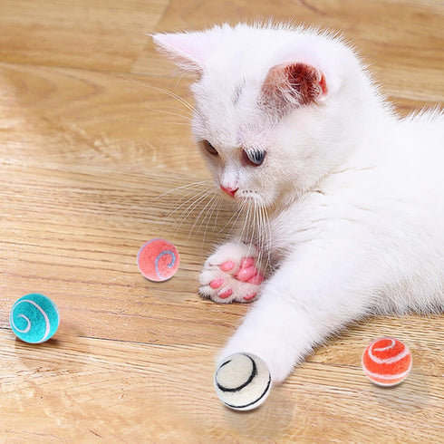 4PCS 1g 1.18 Inches Andiker Wool Cat Balls, Lightweight Soft Planet-Shape Funny Cat Balls Interactive Cat Toys
