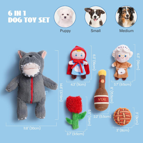 Nocciola Fairy Tale Squeaky Dog Toys, Cute Interactive Plush Stuffed Hide and Seek Cognitive Puzzle Puppy Crinkle Chew