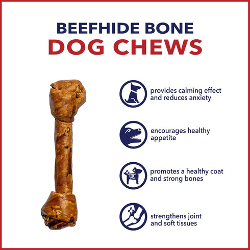 Pet Factory American Beefhide 12" Knotted Bone Dog Chew Treat, Peanut Butter Flavor, 1 Count/1 Pack