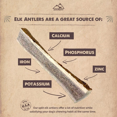 Premium Grade A Split Elk Antlers for Dogs - Healthy Treats, No Additives, Made in USA, S/M Split