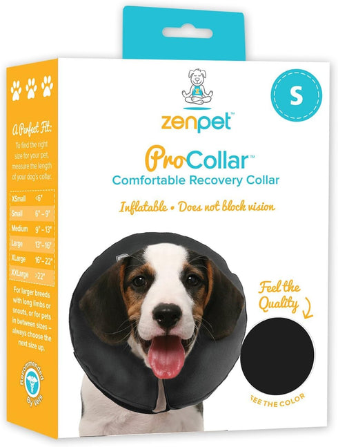 ZenPet Protective Inflatable Recovery Collar for Dogs and Cats - Soft E-Collar, Prevents Touching Stitches, Small