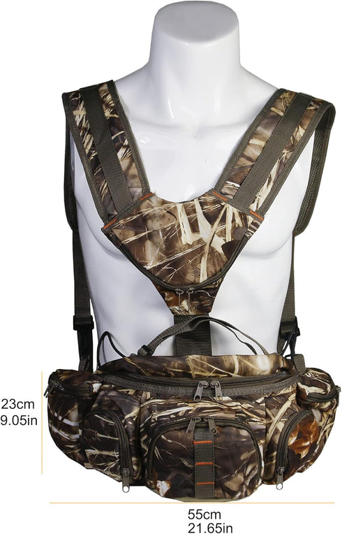 UNISTRENGH Hunting Camo Fanny Pack with Harness, Waist Pack Pouch for Hiking
