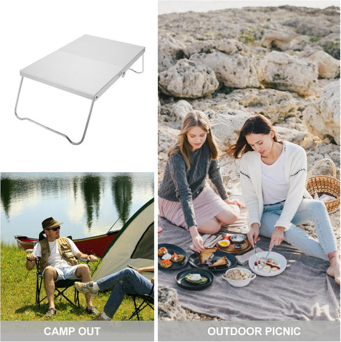 Toyvian Portable Outdoor Foldable Aluminum Camping Table Mini Collapsible Beach Side Table for Hiking Picnic