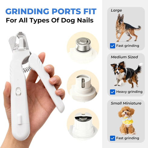 glozaic 2-in-1 Pet Nail Clipper & Grinder with Dual LED Lights, USB Rechargeable, Electric Multi-Function Grinding