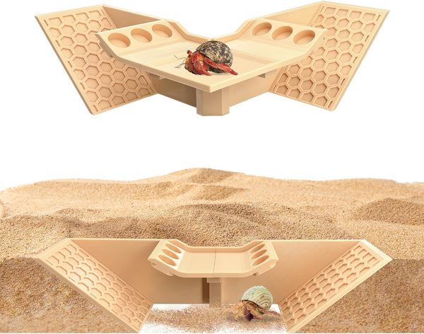 TYZEMKO Hermit Crab Cave Hideout, 3-in-1 Underground Tunnel & Climbing Toys, Reptile Tank