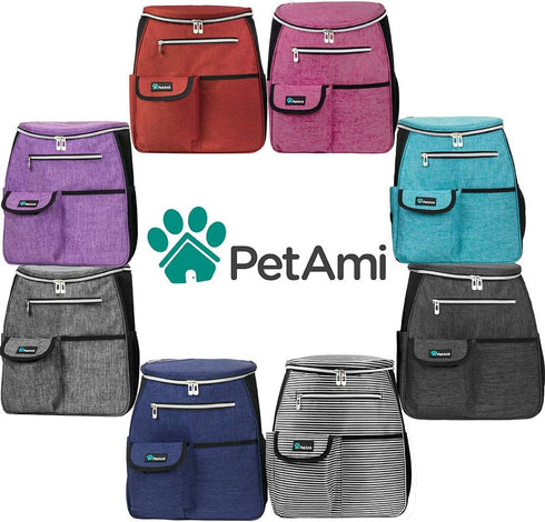 PetAmi Dog Travel Backpack, Airline Approved, Pink - Dog Mom Gift with Food Container & Collapsible Bowls