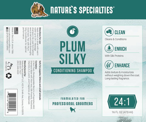 3 16oz Nature's Specialties Plum Silky Ultra Concentrated Dog Shampoo Conditioner, Makes up to Gallons, Natural Choice