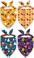 4 Pack Holiday Dog Bandanas, Adjustable Halloween Thanksgiving Christmas New Year Holiday