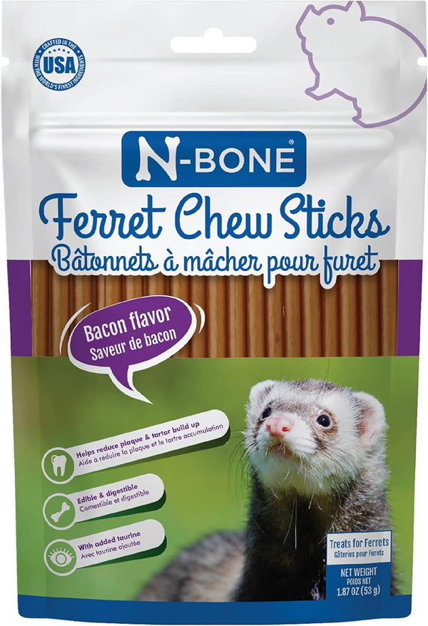 N-Bone Ferret Chew Sticks, Bacon Flavor, 1.87-oz Bag