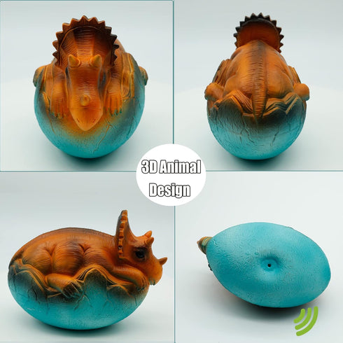Squeaky Latex Dog Toys, Cute Dinosaur Egg Chew Toys for Training and Fetch, 5.5inch for Small Medium Large Dogs