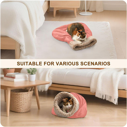 CHSIN Cozy Cat Sleeping Bag Soft Plush Pet Bed Warm Portable Calming Kitten Beds Kittens Cave Cats Mat for Small Pets