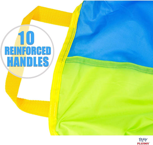 10 10 Play Platoon Rainbow Parachute Toy for Kids with Handle, ft Play Parachute Game with Handles, PE Equipment