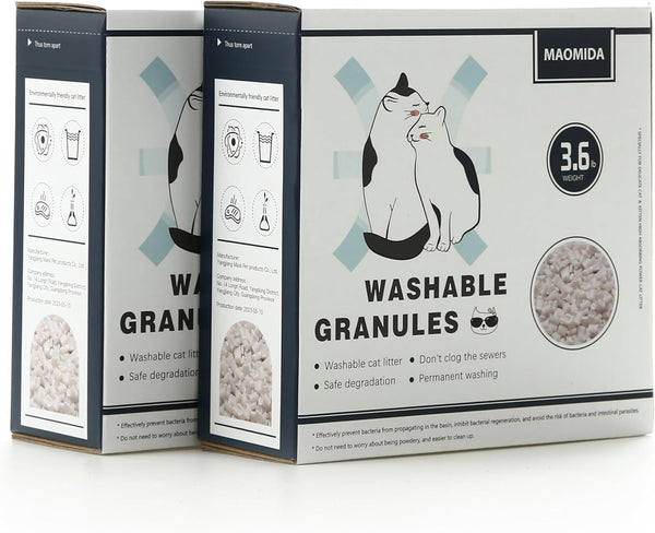 Cat Litter Box Washable Granules Refills, Compatible with Cat Genie Refills, Compostable and Flushable, 7.2lbs Package