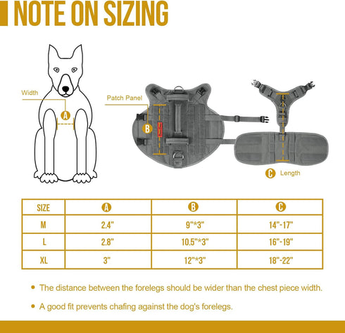 OneTigris Large Tactical Dog Harness, Adjustable No Pull Vest with Handle, Grey, Heavy Duty with Hook and Loop Panels