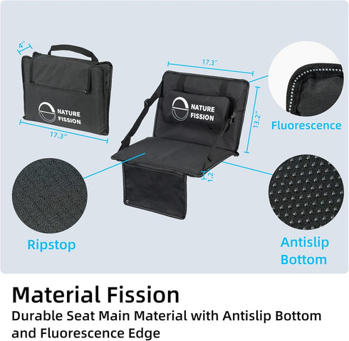 NATUREFISSION Non Metal Stadium Seat with Back and Lumbar Support and Padded Cushion Foldable and Portable Perfect