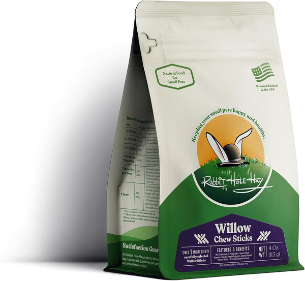 All Natural Willow Chew Sticks for Small Pets - 4 oz - Dental Health & Enrichment