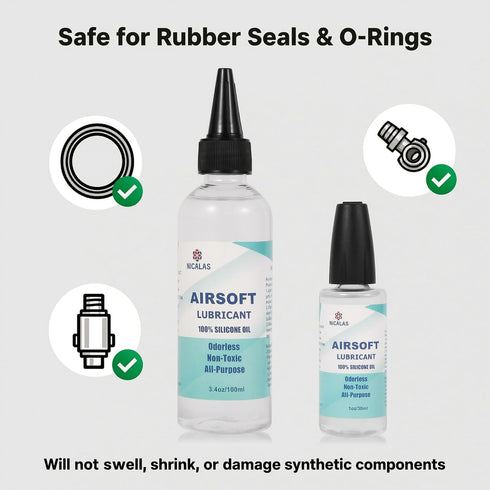 Generic 100% 4.4 oz Pack (3.4 oz 1 oz Nicalas Silicone Airsoft Oil Lubricant Combo Bottle + Needle Oiler) Chamber Lube